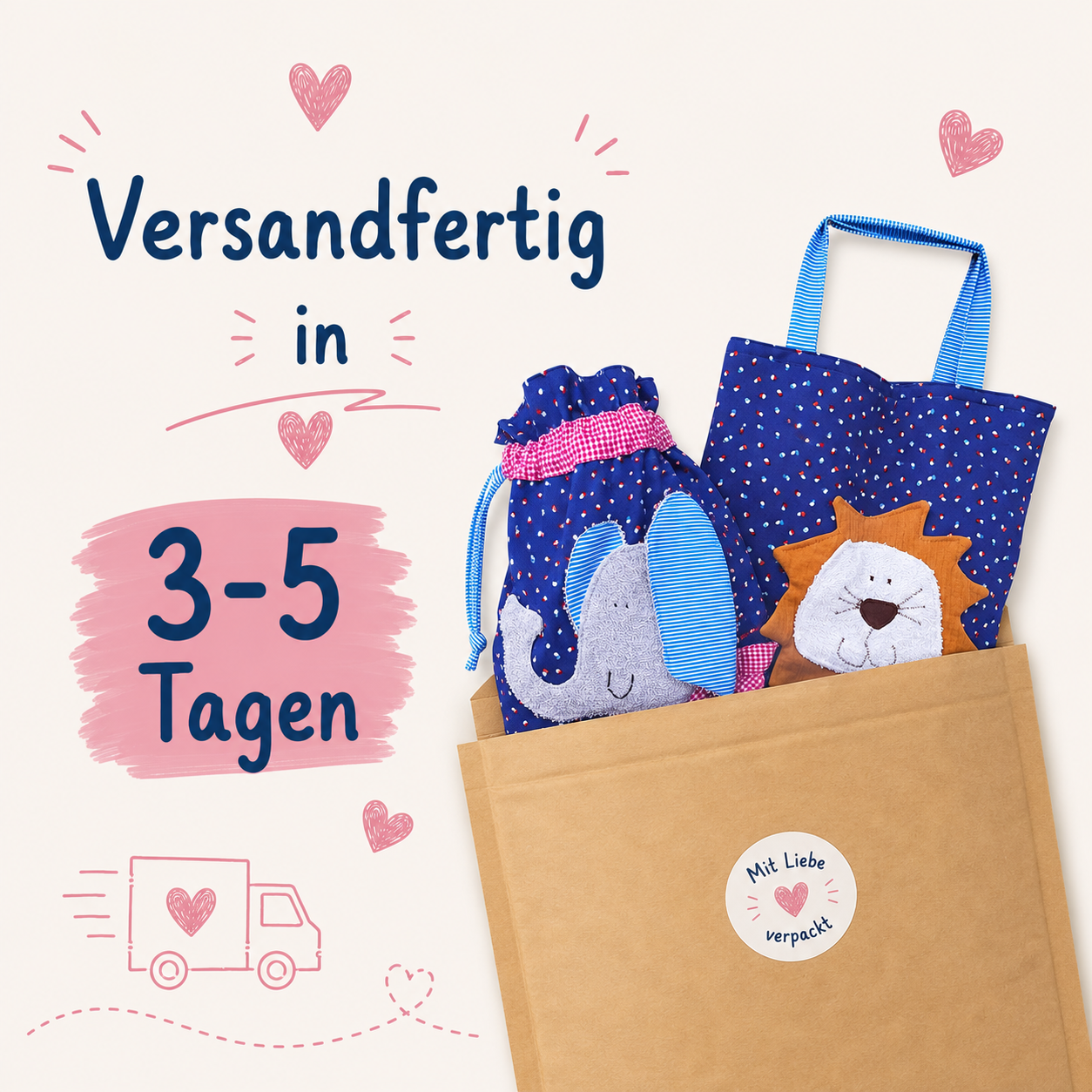 Kindergartenset für Jungs – Wetbagset Elefant & Löwe