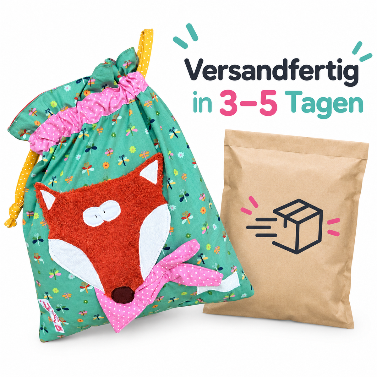 Wetbag für Stoffwindeln mit Fuchs – personalisierbar