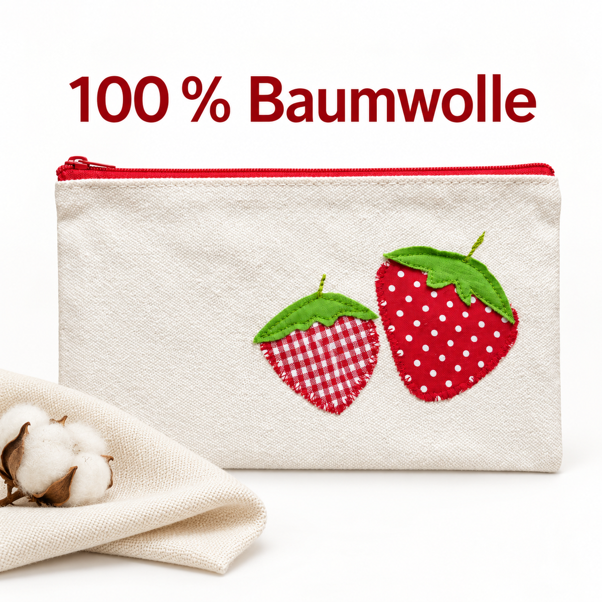 Kleine Kosmetiktasche mit Erdbeeren