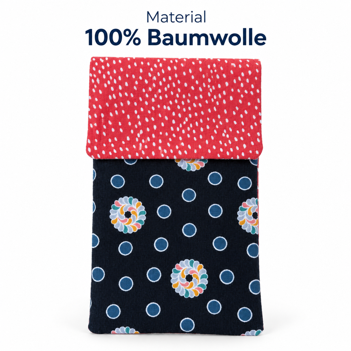 Handytasche aus Stoff mit Blumenmuster – gepolstert, 9 × 16 cm