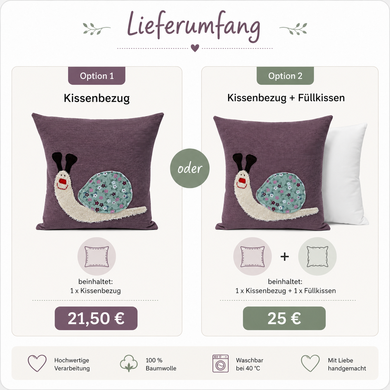 Reisekissen für Kinder Schnecke | Kinderkissen für Auto & Urlaub | Geschenk zum ersten Geburtstag