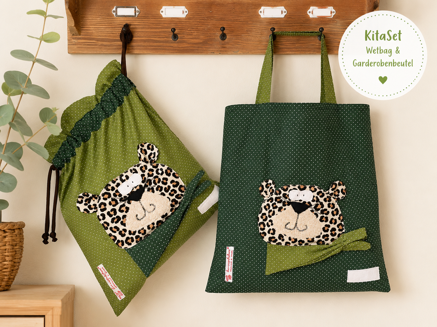 Kindergartenset Leopard – Wetbag Set & Kindertasche | Geschenk für Kindergartenstart