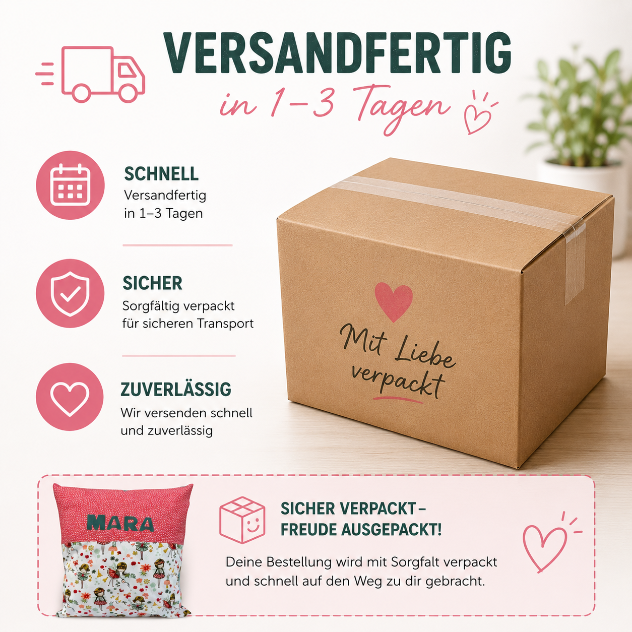 Kissen mit Namen Elfen & Feen | Personalisiertes Kinderkissen 40x40 cm | Geschenk für Mädchen