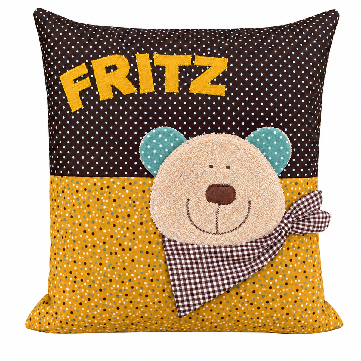 Bärenkissen mit Namen – personalisiertes Kissen Bär, 40 × 40 cm