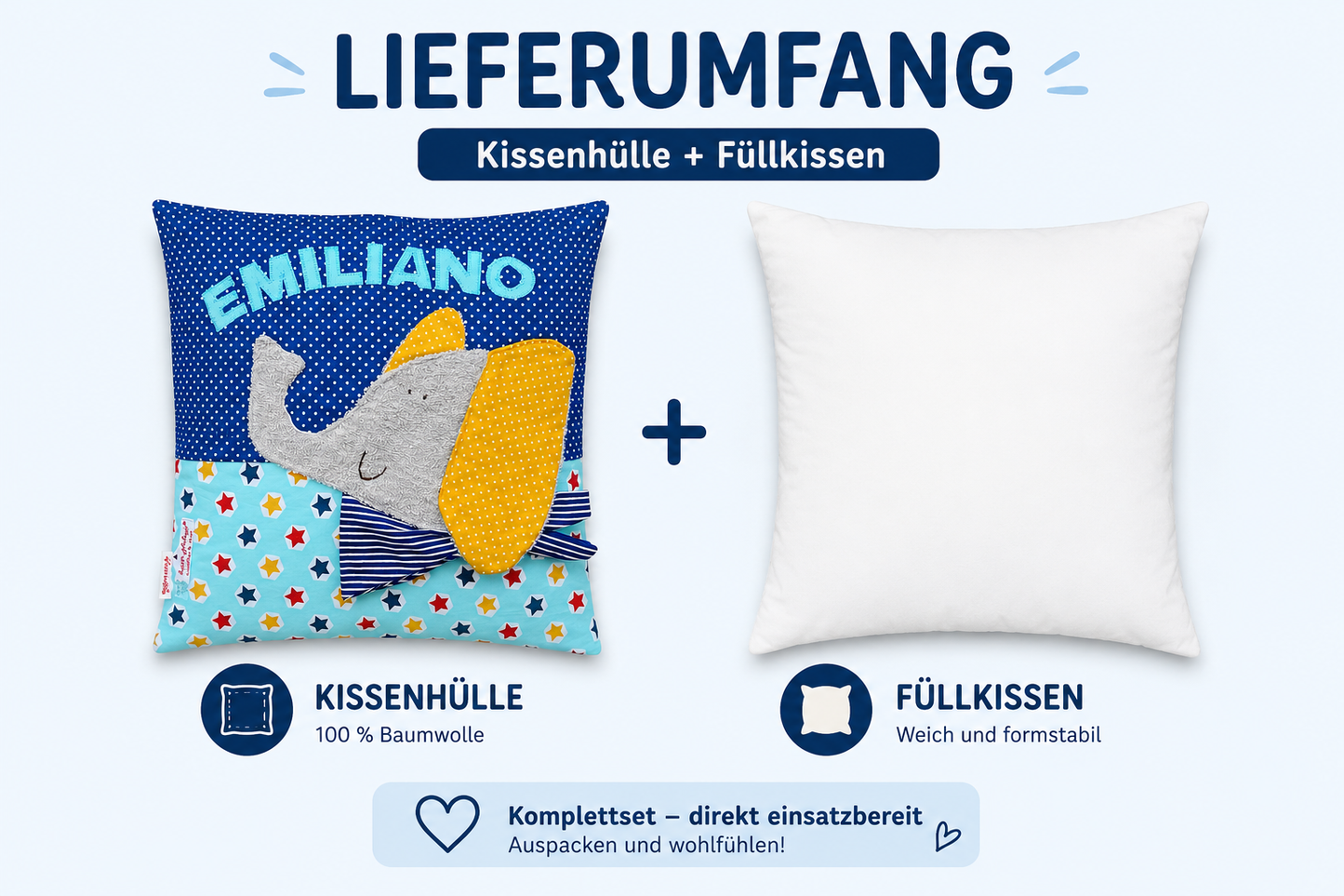 Kissen Elefant türkis