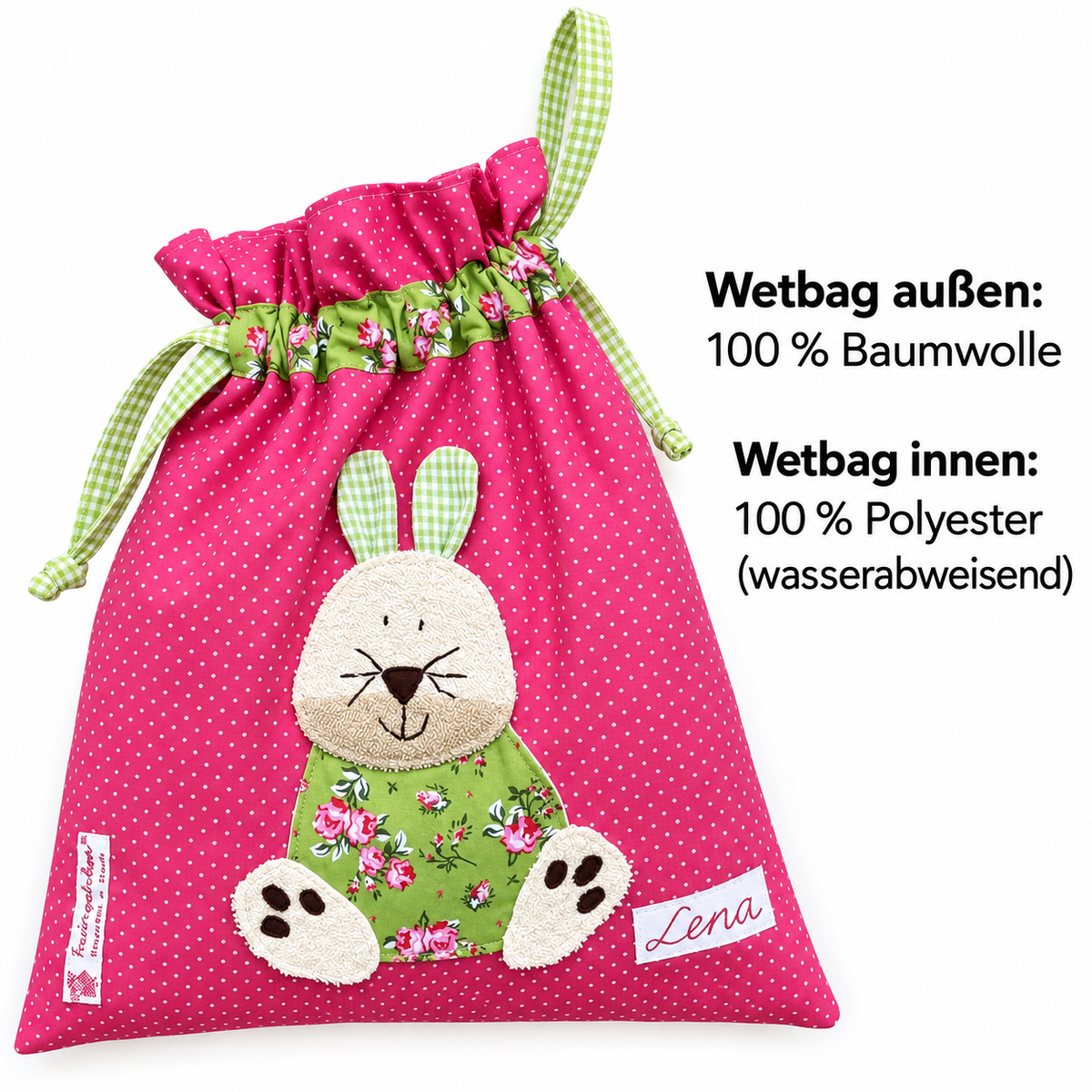 Personalisierter Wetbag Hase – Geschenk zur Geburt Mädchen