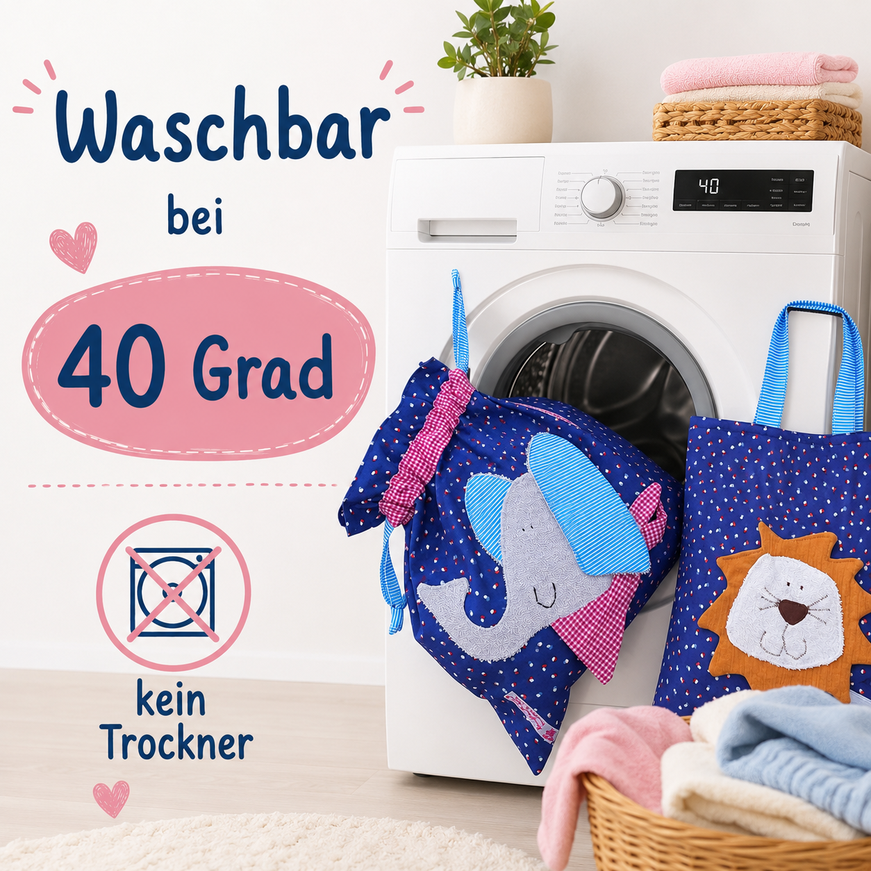 Kindergartenset für Jungs – Wetbagset Elefant & Löwe