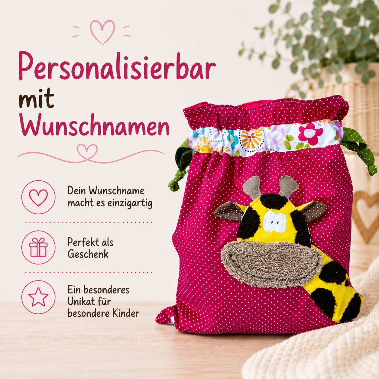 Wetbag Pink mit Giraffe – Nasstasche für Kindergarten & unterwegs