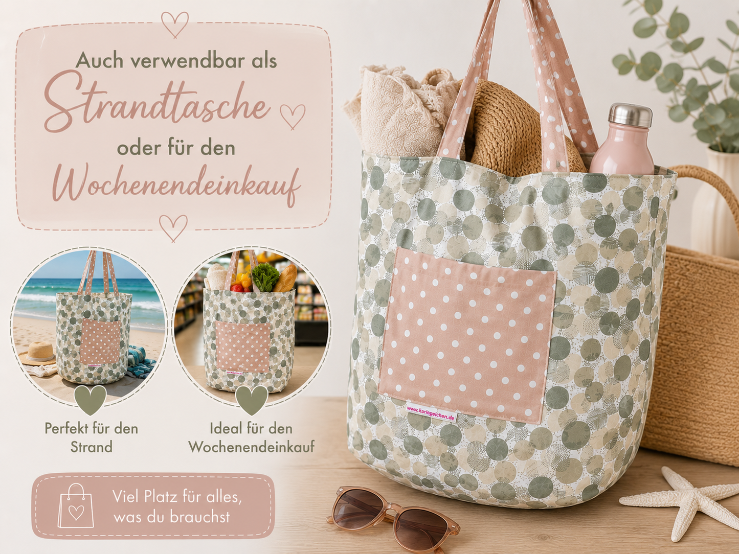 Tortentasche aus Baumwolle | Handgemachte Kuchentransporttasche | Wendetasche