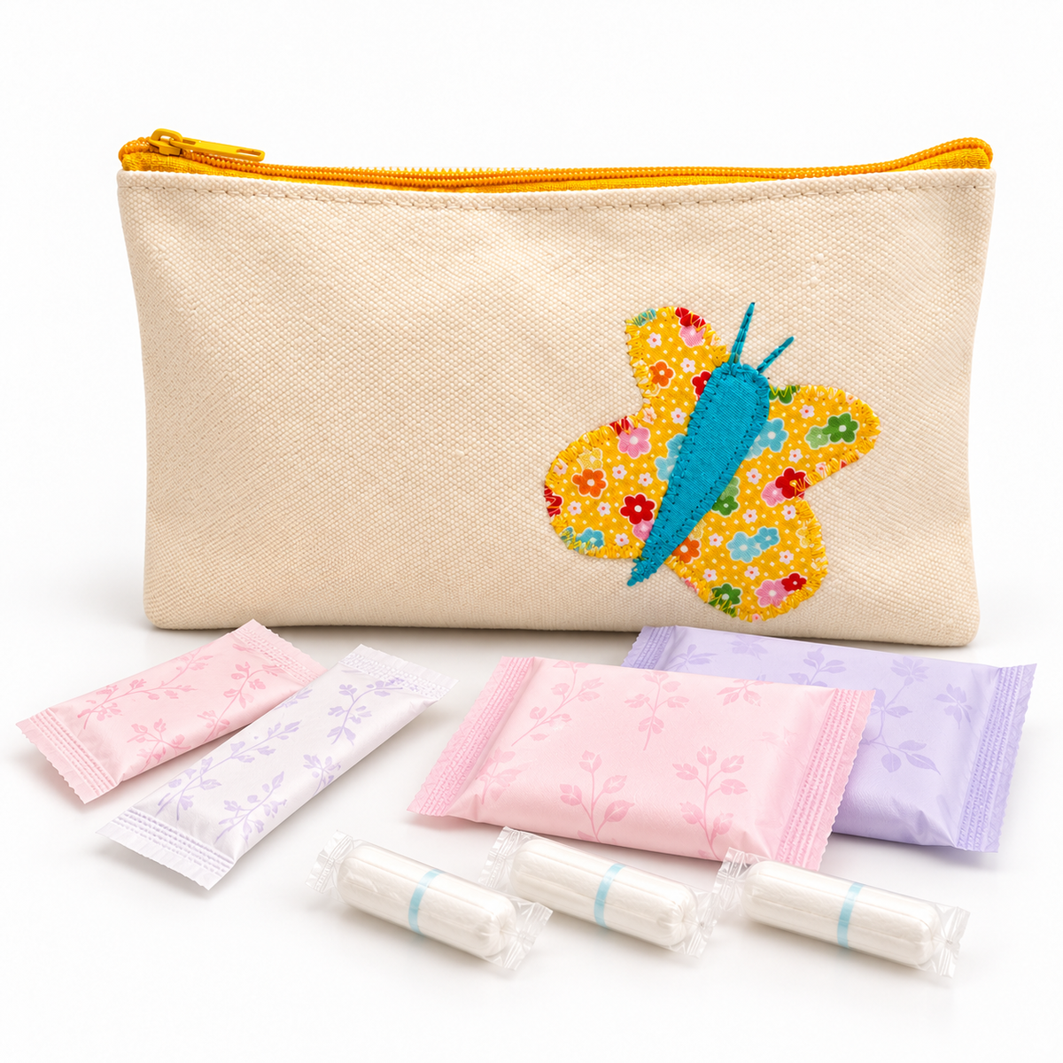 Kosmetiktasche mit Schmetterling aus Baumwolle – 21 × 12 cm