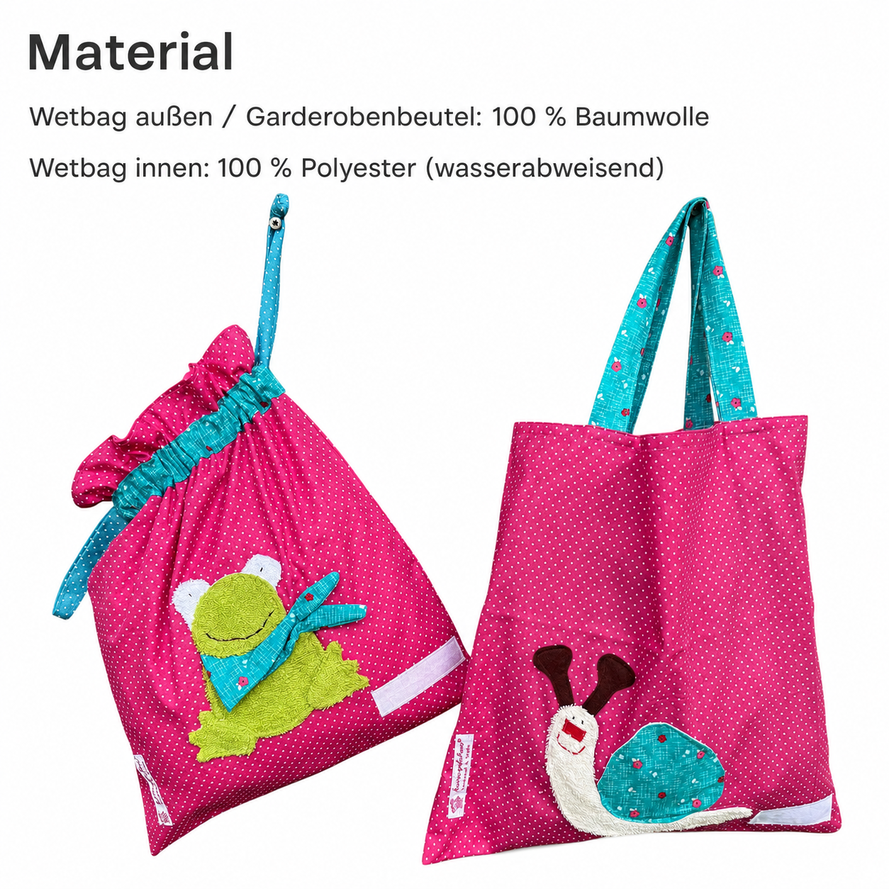 Kindergartenset Frosch & Schnecke – Wetbagset Mädchen in Pink