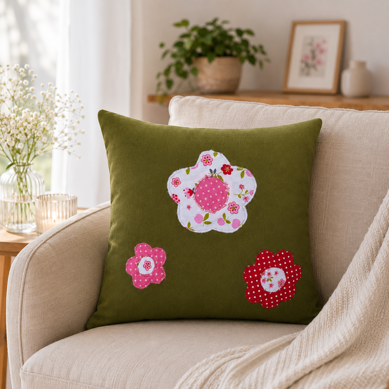 Reisekissen Blumenwiese für Kinder – Kuschelkissen 30x30 cm