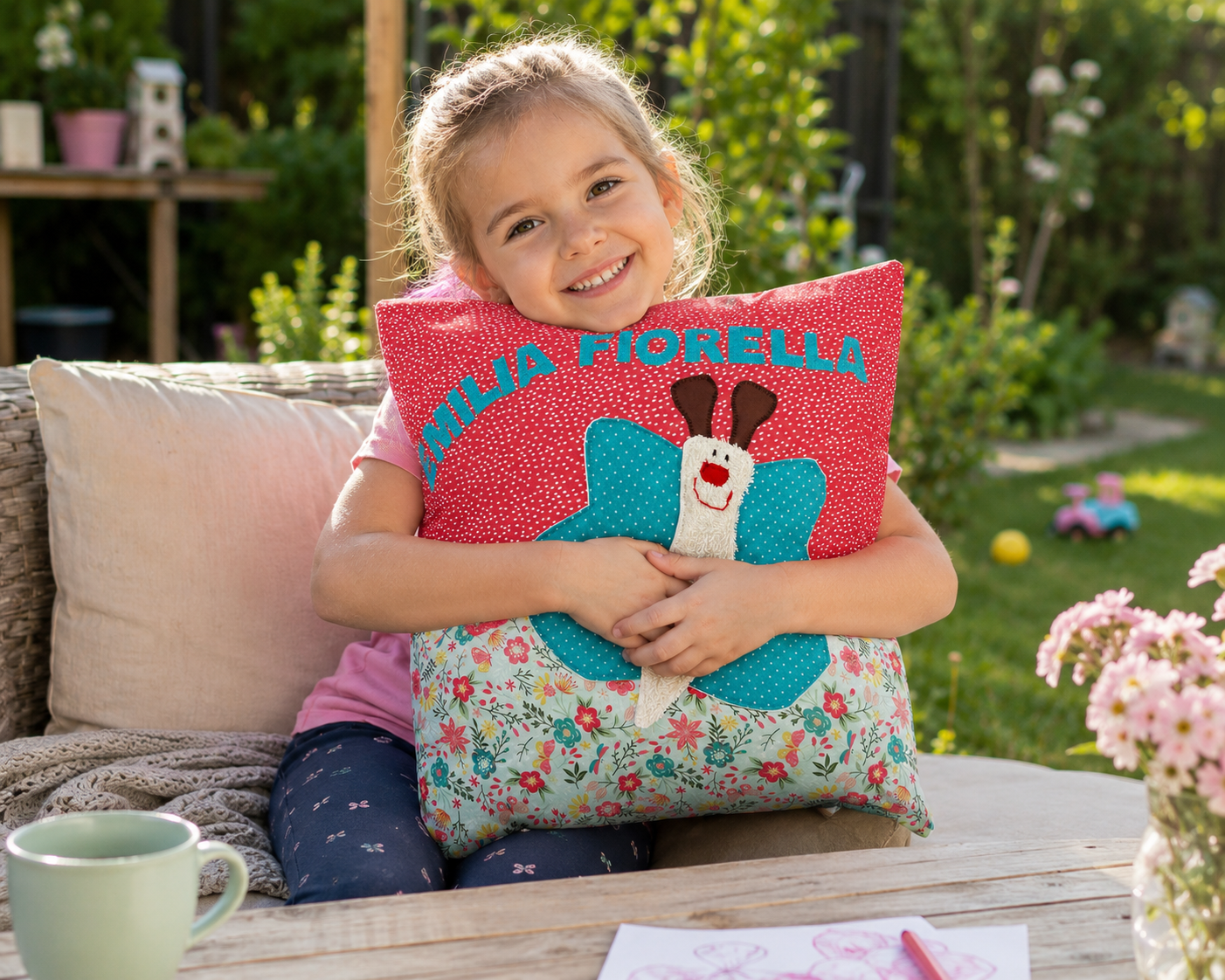 Kissen personalisiert mit Namen | Schmetterling Kinderkissen | Mädchenzimmer Deko