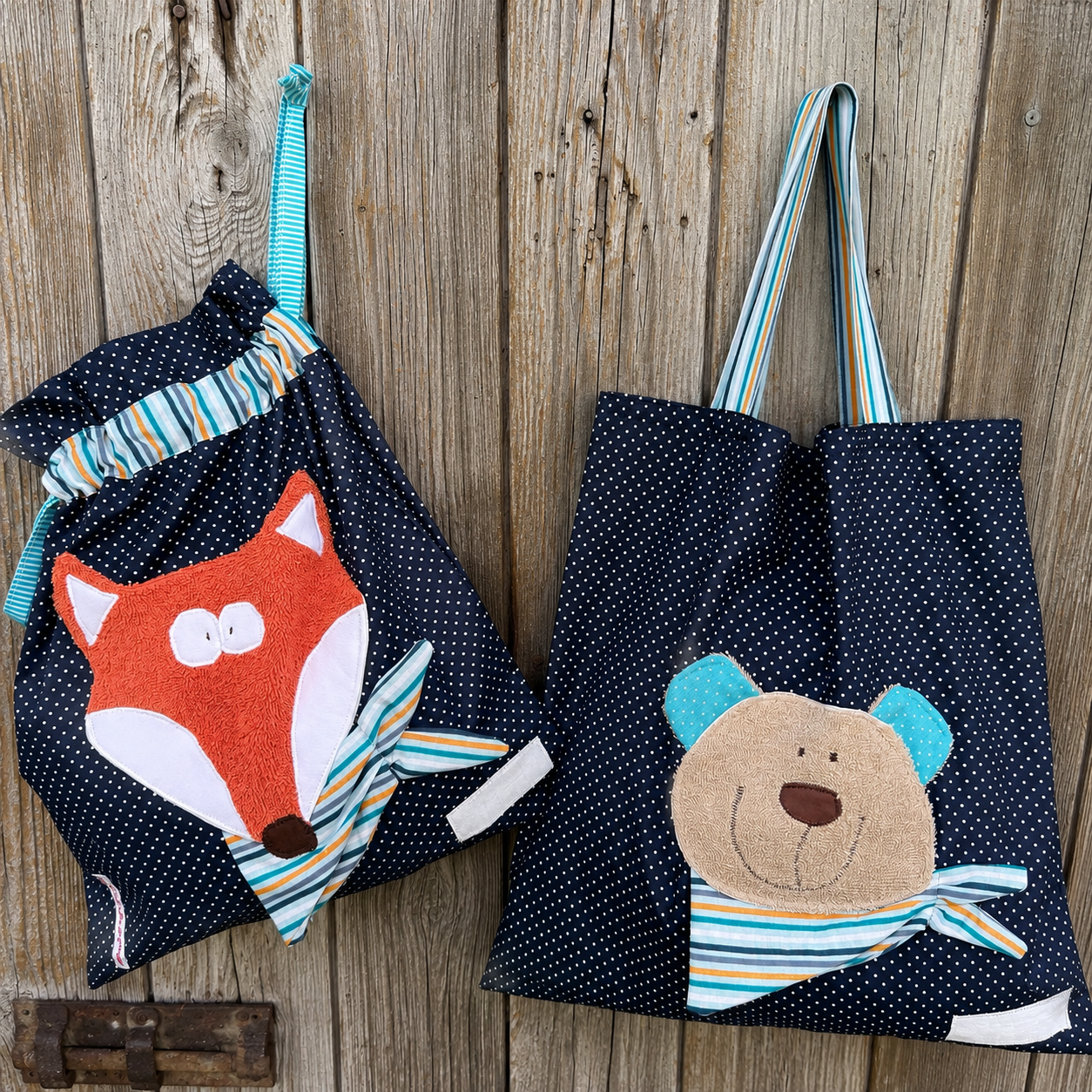 Kindergartenset Fuchs & Bär | Wetbag & Garderobenbeutel | Geschenk zum Kindergartenstart
