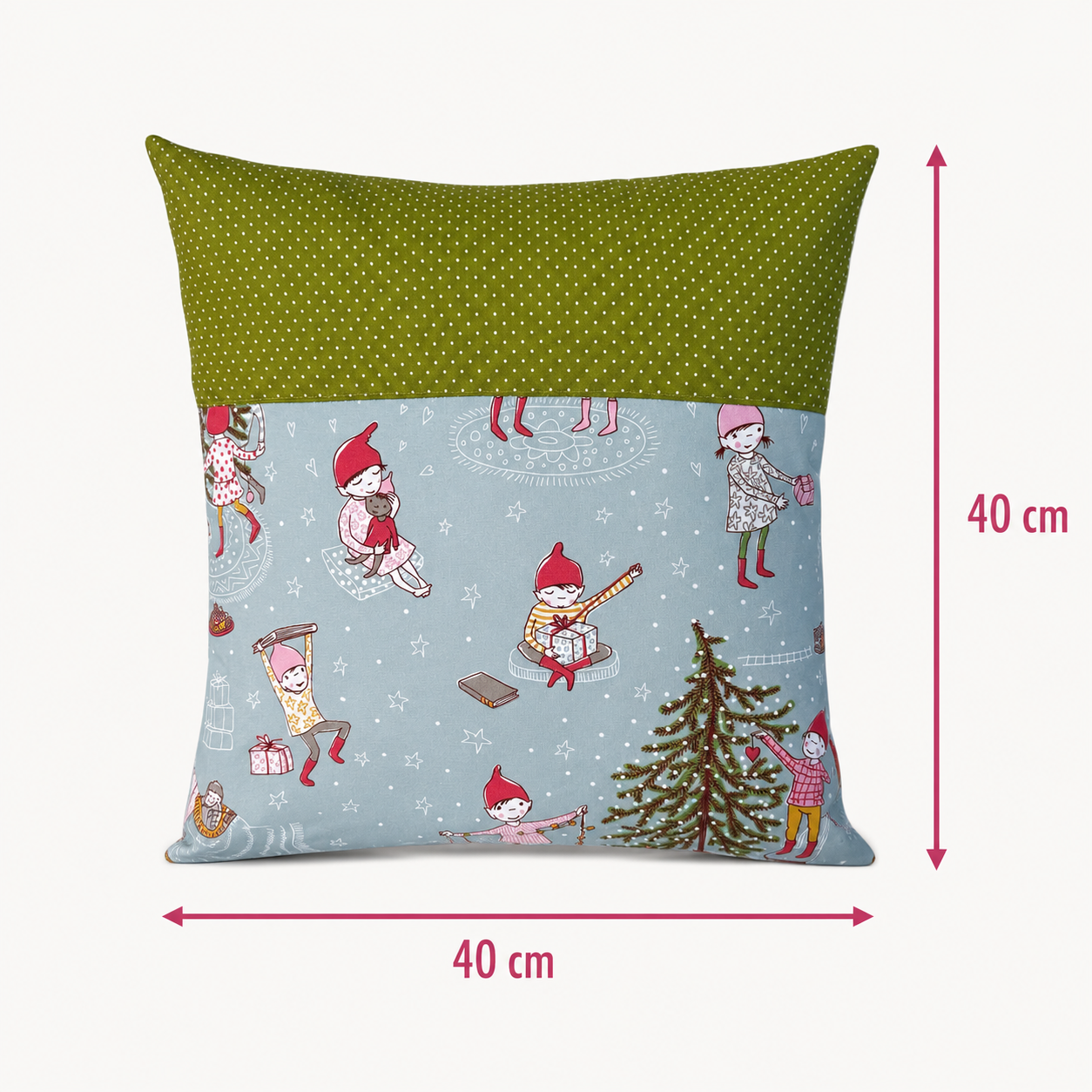Kissen Weihnachten mit Wichteln – Handgemachte Weihnachtsdeko & liebevolles Weihnachtsgeschenk