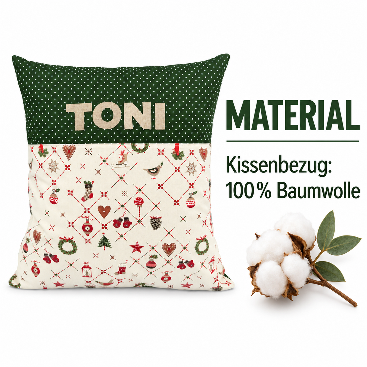 Personalisiertes Weihnachtskissen mit Wunschname