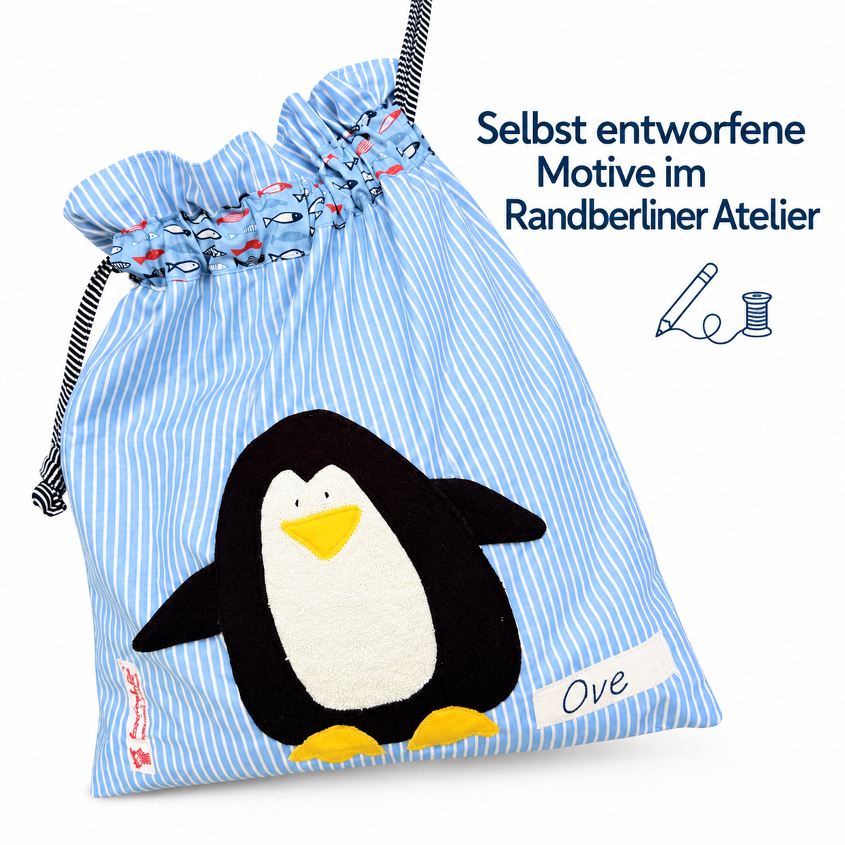 Personalisierte Nasstasche für Jungen – Pinguin