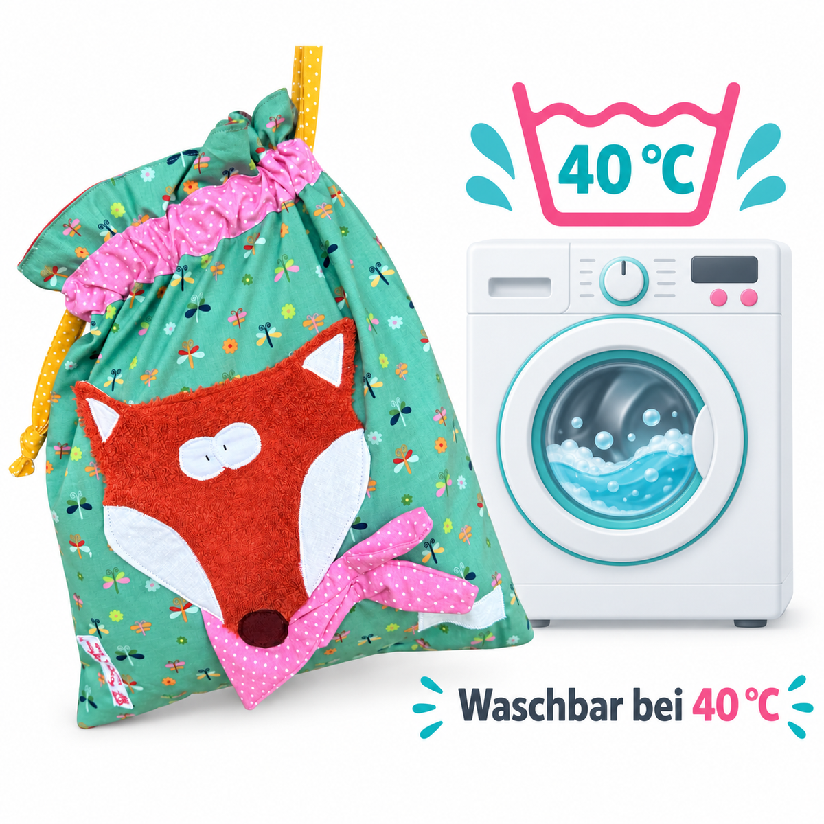 Wetbag für Stoffwindeln mit Fuchs – personalisierbar