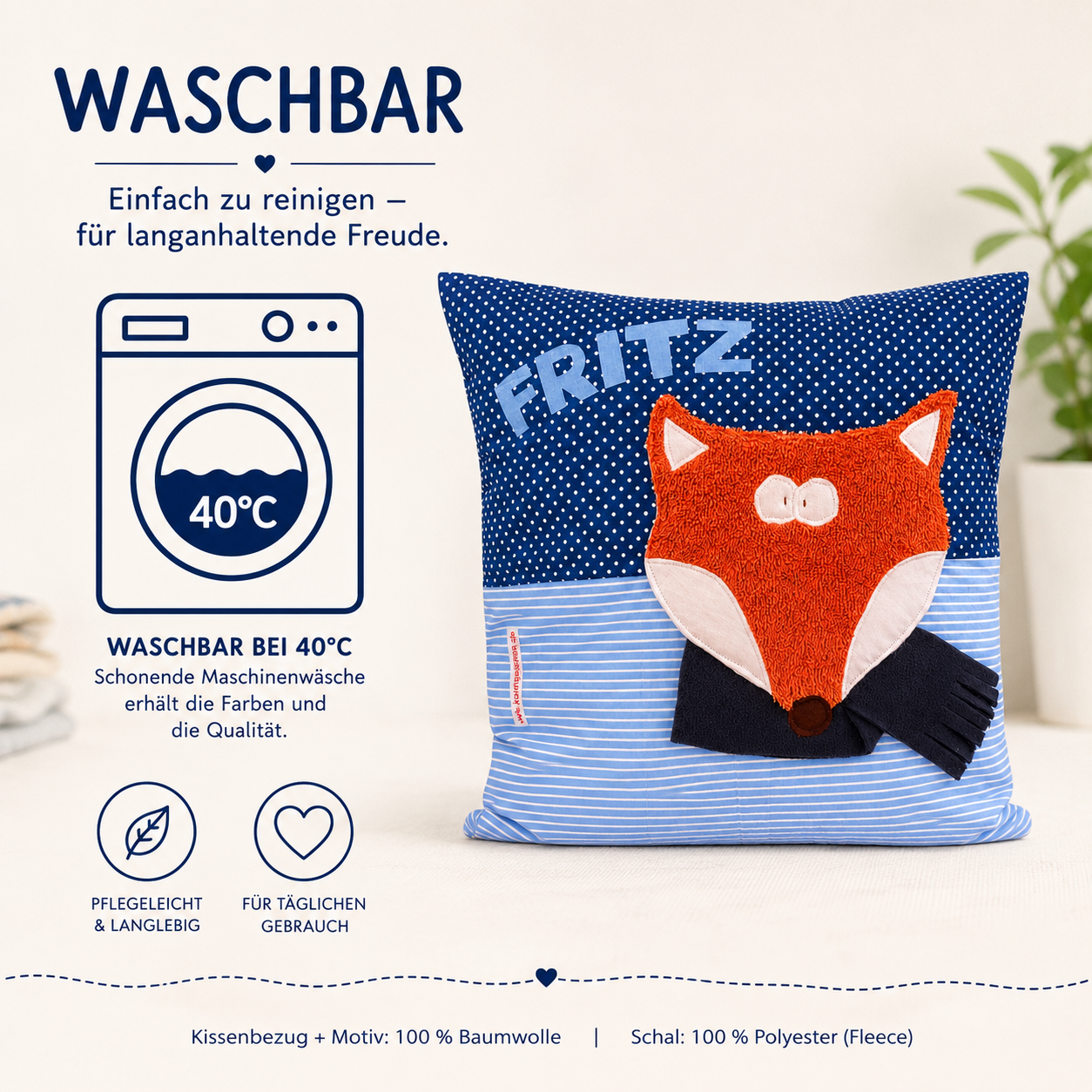 Personalisiertes Fuchskissen mit Namen | Weihnachtsgeschenke für Jungs