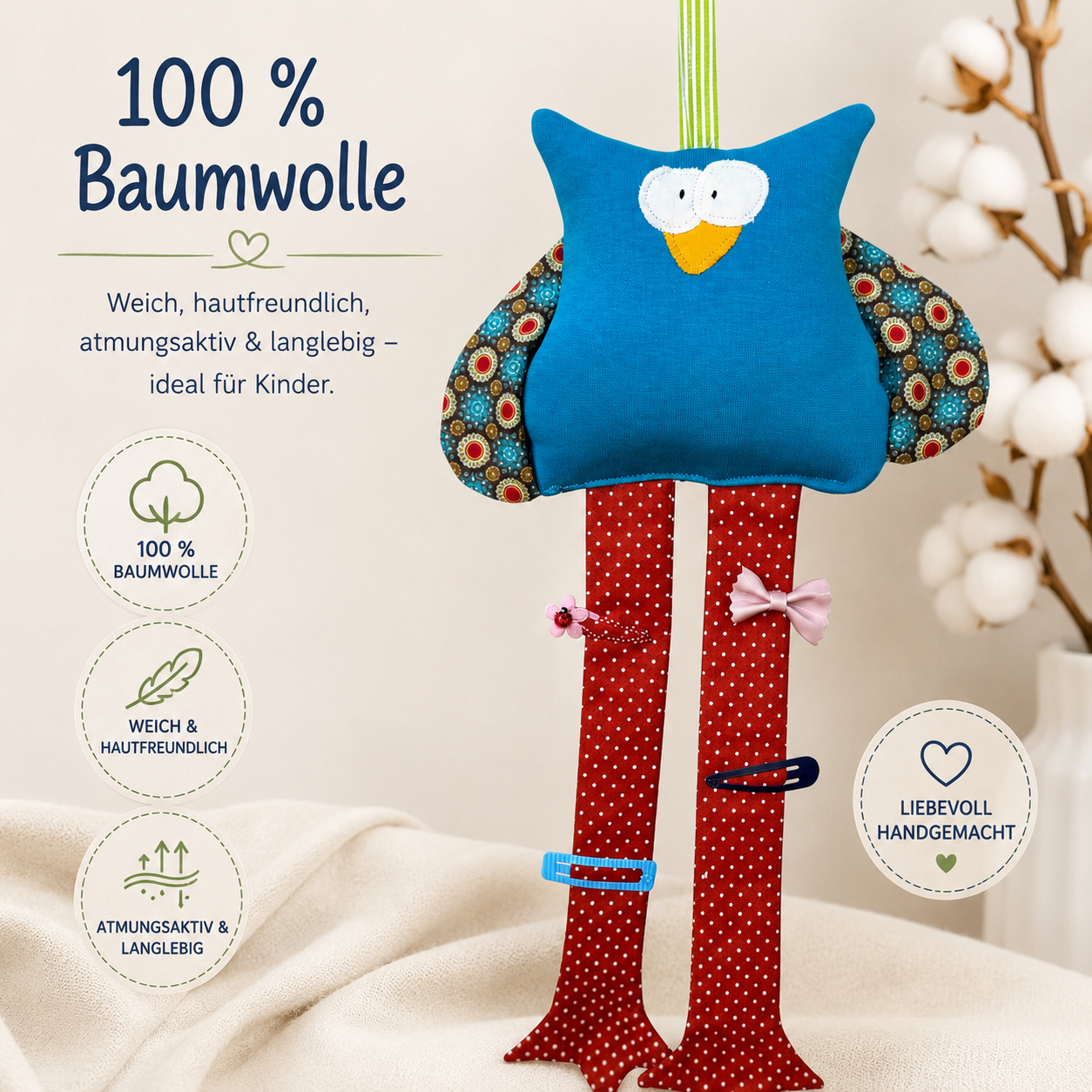Haarspangenhalter Eule – Handmade & dekorativ für Kinderzimmer