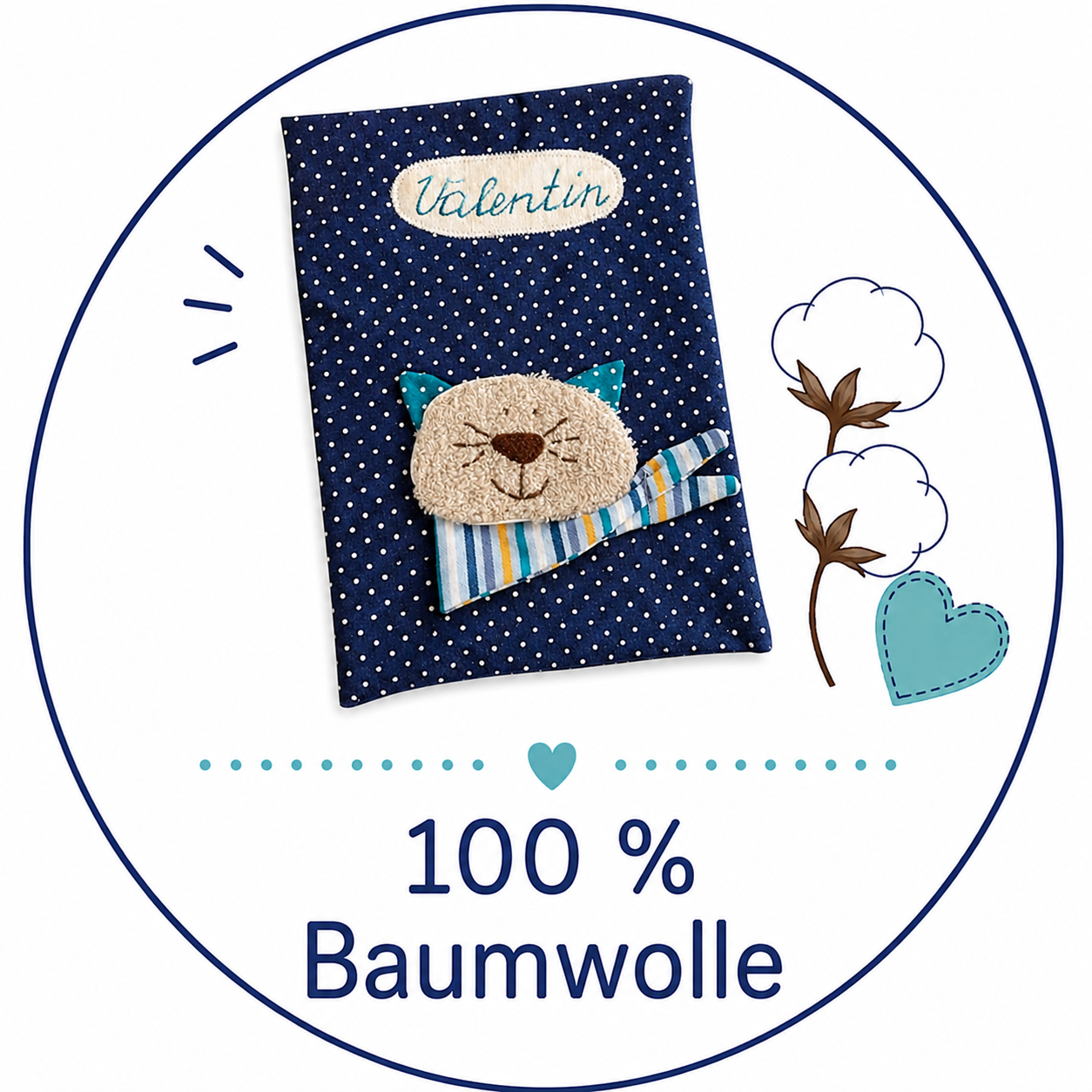 Handgemachte U-Heft-Hülle “Katze” – personalisiert & mit liebevollen Details