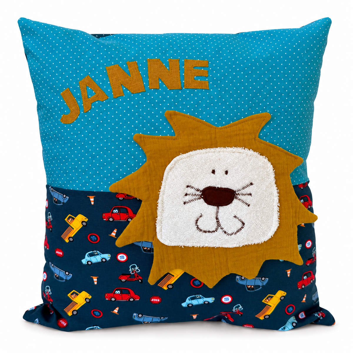 Personalisiertes Kinderkissen Löwe mit Namen – 40 × 40 cm