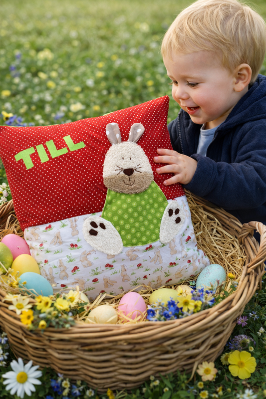Kissen Hase personalisiert | Kinderkissen mit Namen zur Geburt
