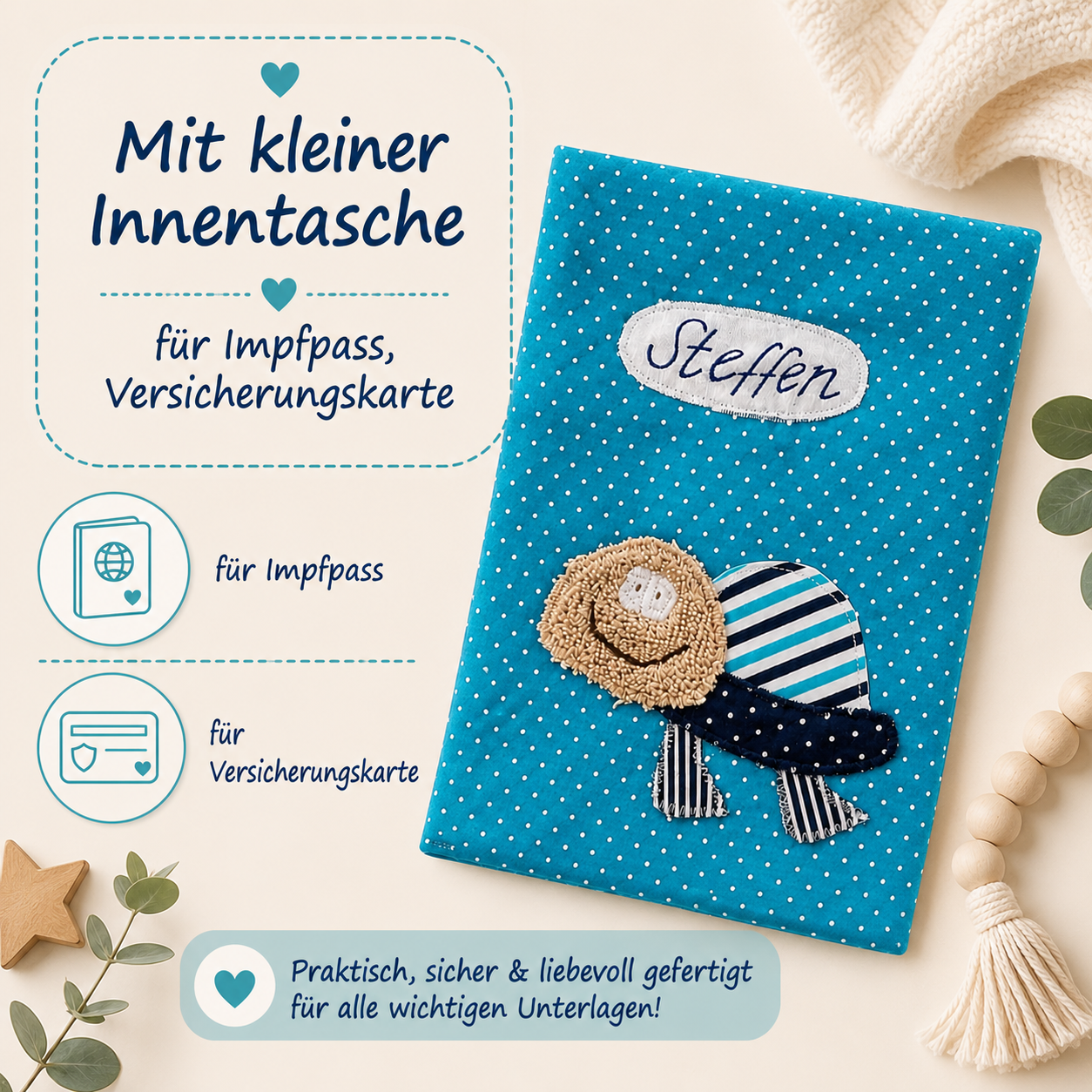 U-Heft Hülle Schildkröte personalisiert | Süße Meerestiere | Geburtsgeschenk