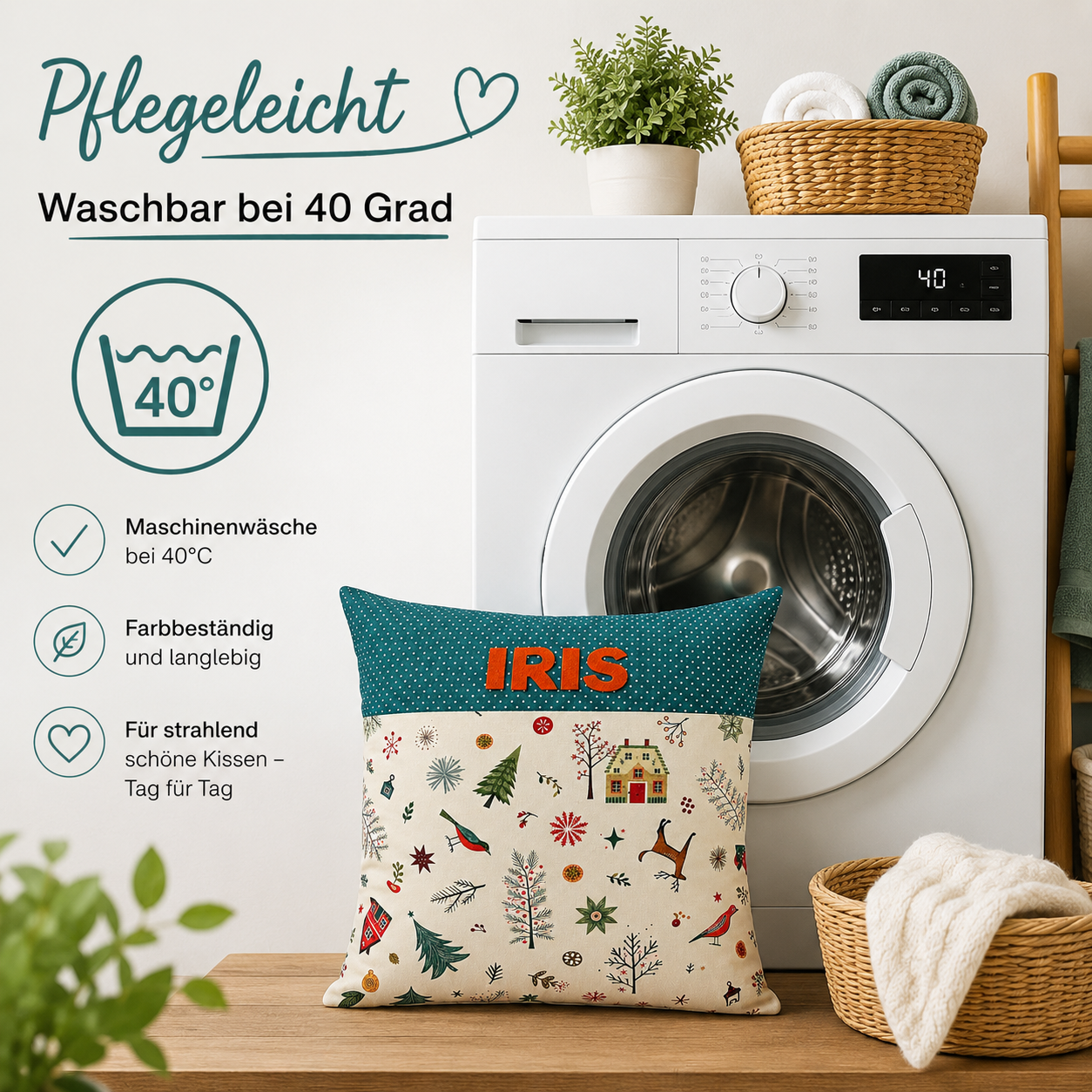 Personalisiertes Weihnachtskissen mit Namen – Geschenk für Frauen