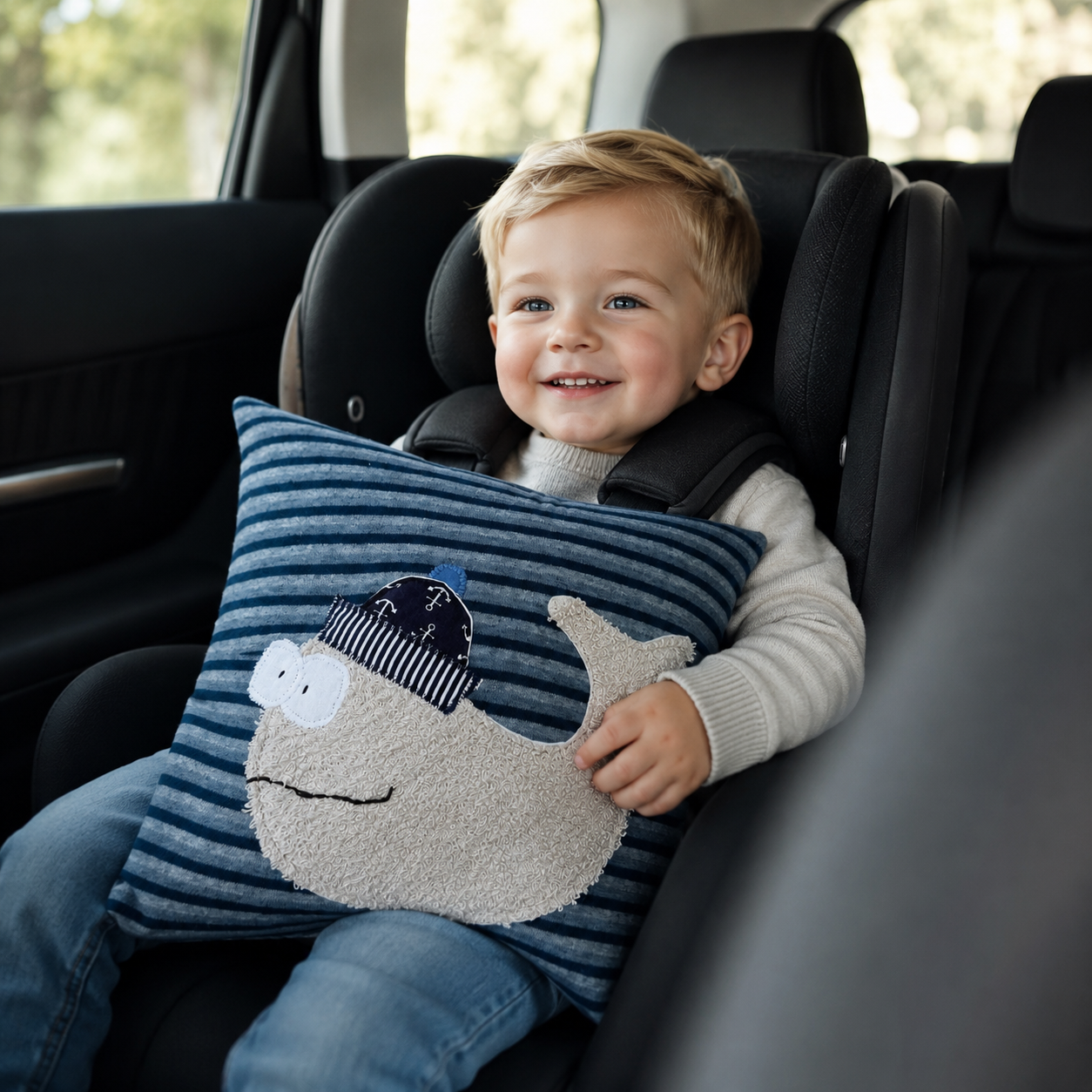 Reisekissen Wal für Kinder - Handgemachtes Kinderkissen für Auto, Urlaub und unterwegs