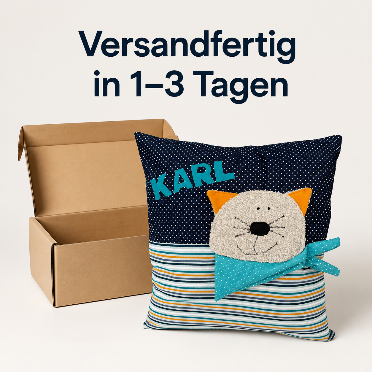 Personalisiertes Kissen Katze  – Kissen für Jungs