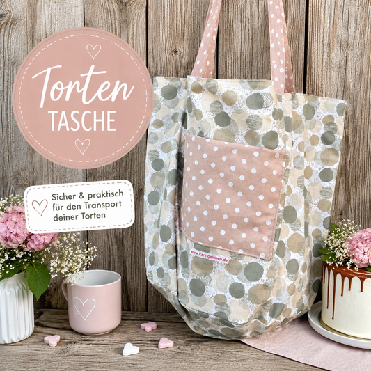 Tortentasche aus Baumwolle | Handgemachte Kuchentransporttasche | Wendetasche