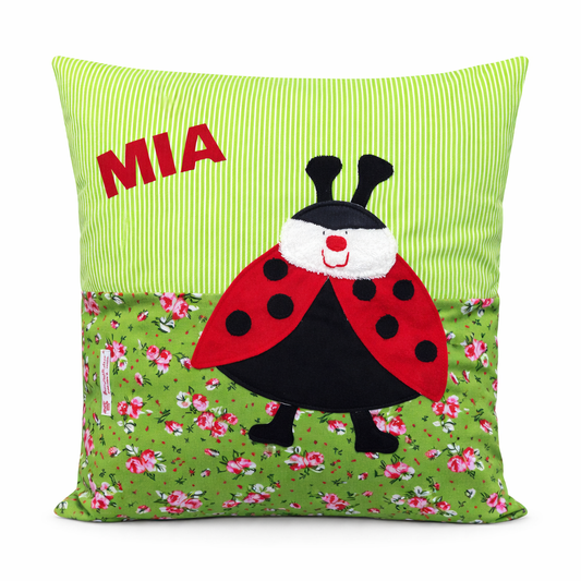 Kissen Marienkäfer personalisiert - Kinderkissen mit Namen