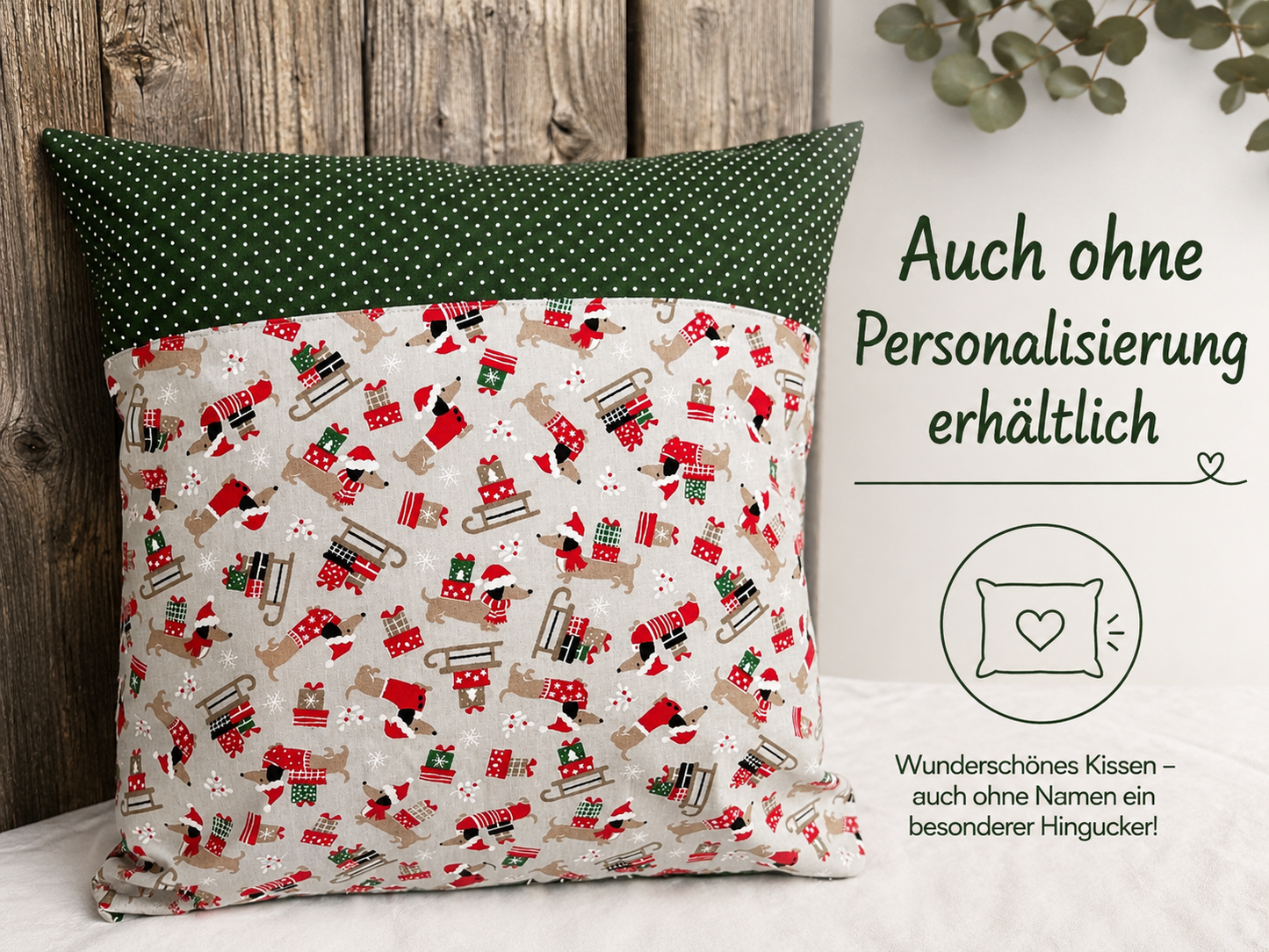 Weihnachtskissen für Opa mit Dackel – personalisierbar