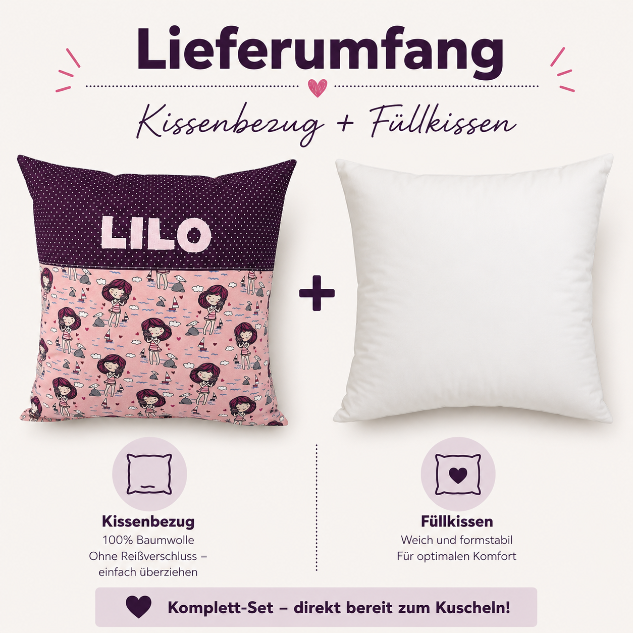 Kissen mit Namen Strandmädchen