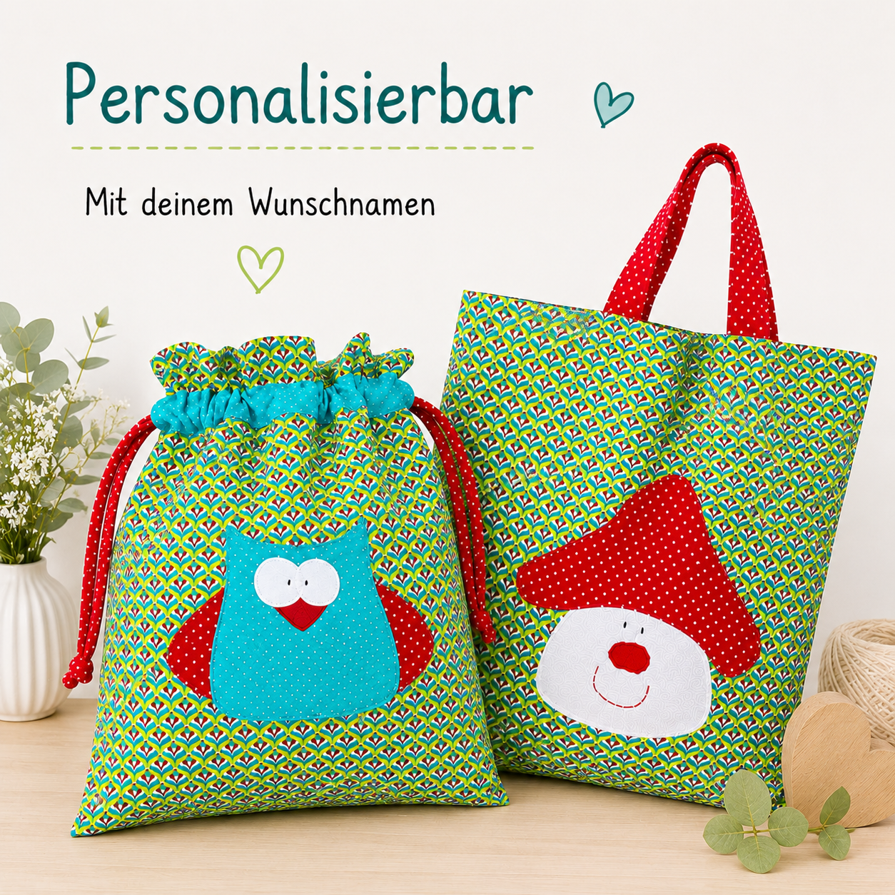 Personalisiertes KitaSet Eule – Wetbagset & Kindertasche für die Eingewöhnung Kita