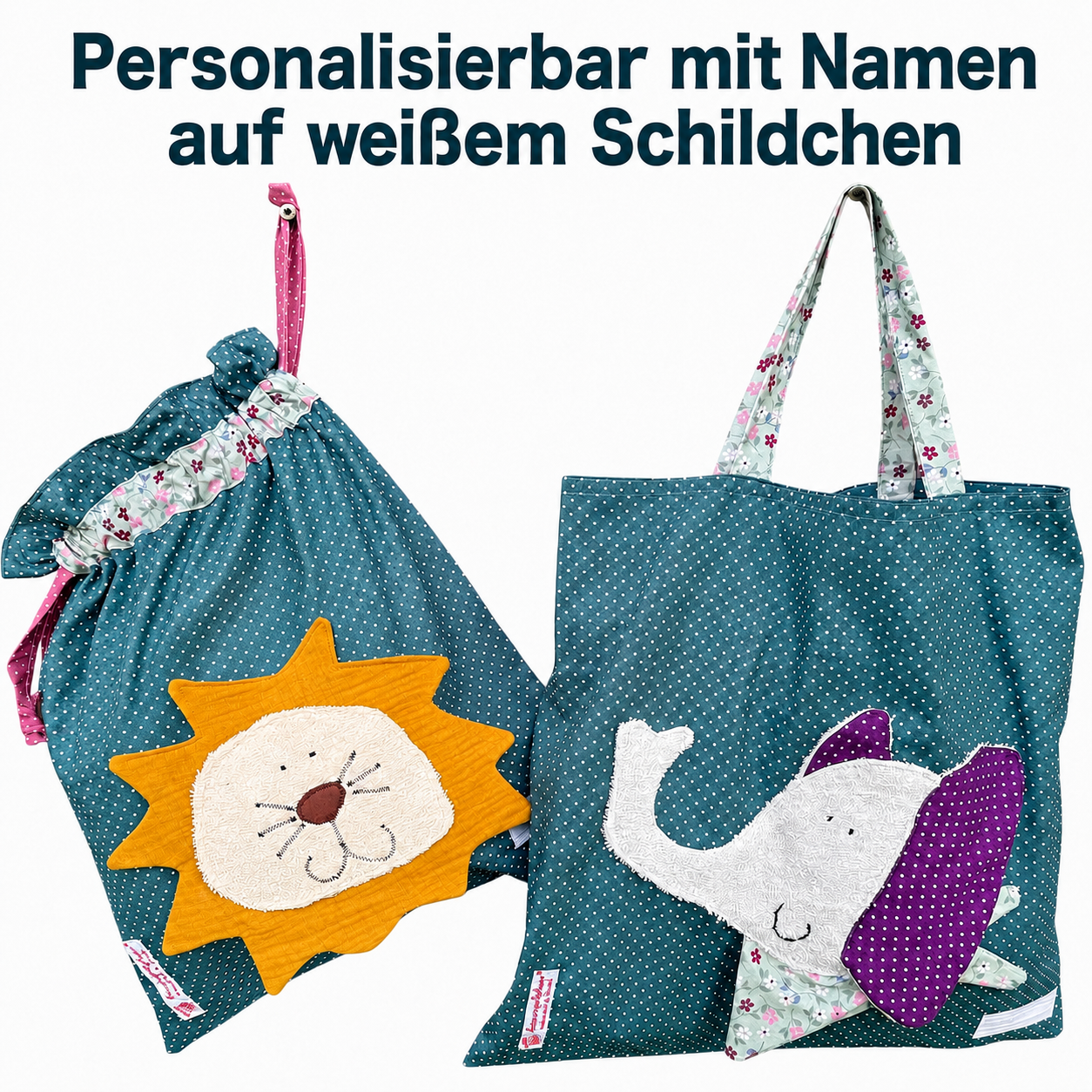 Wetbagset Löwe & Elefant – praktisches Kitaset für Wechselkleidung & nasse Wäsche