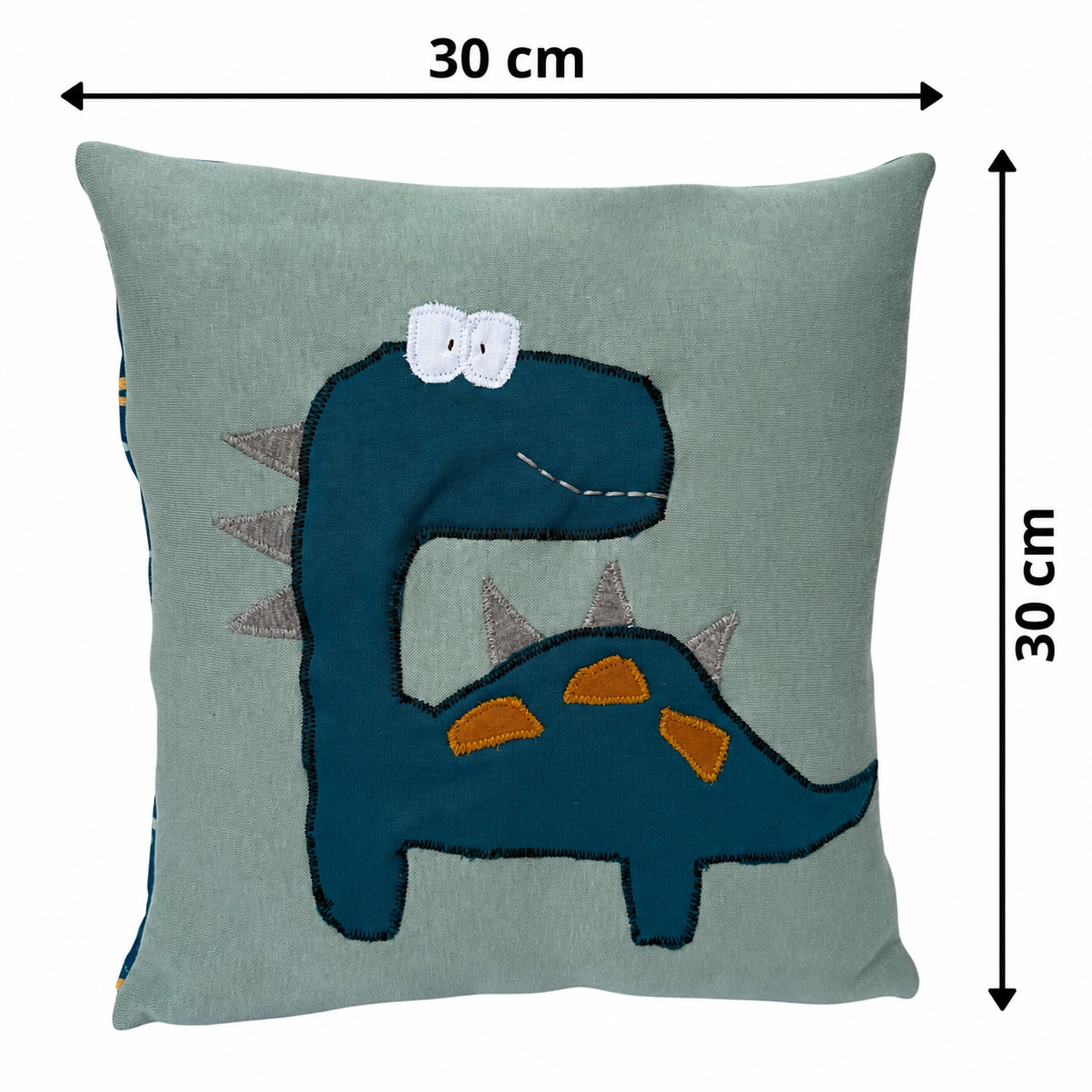 Reisekissen Dino 30x30 cm – Handgenähtes Kinderkissen für Auto, Urlaub & Kindergarten