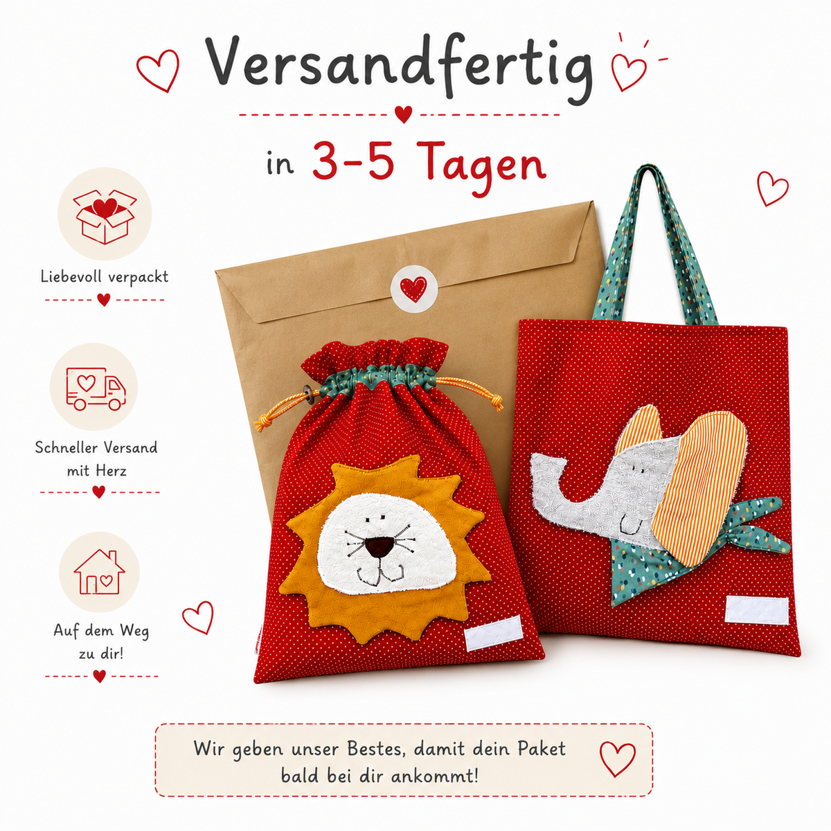 Wetbagset Junge Löwe & Elefant – personalisiertes Kindergartenset