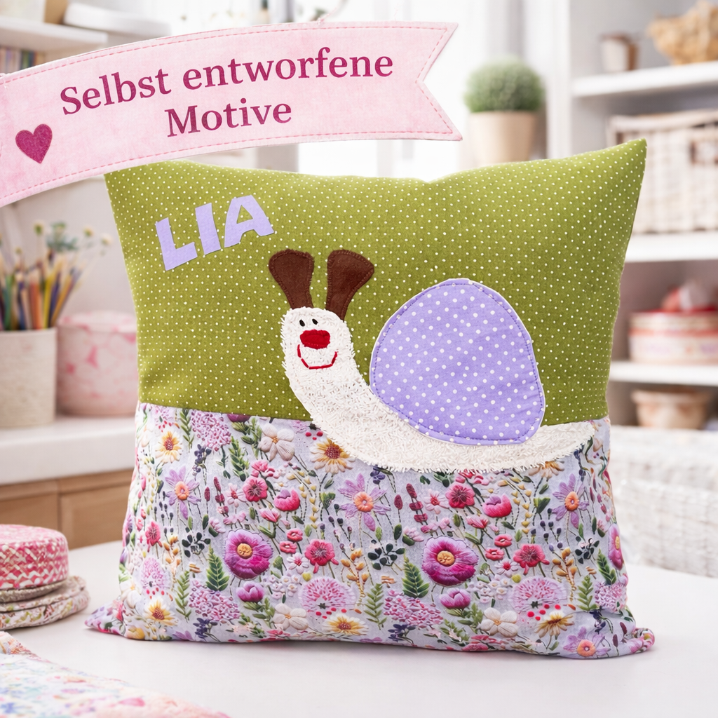 Kuschelkissen Schnecke mit Namen – personalisiertes Babygeschenk zur Geburt & Taufe