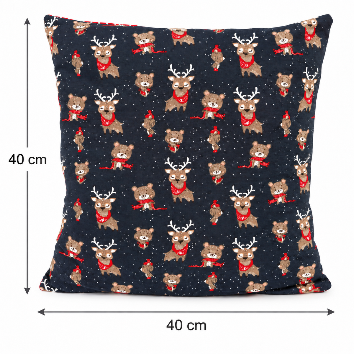 Weihnachtskissen für Kinder 40 × 40 cm – Bär & Rentier