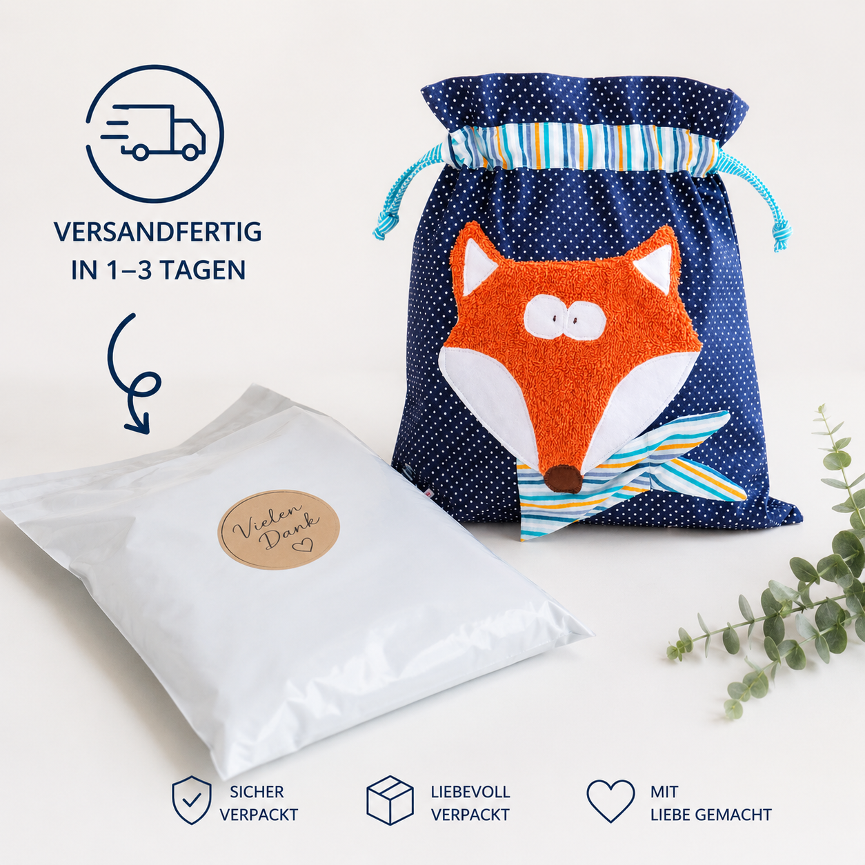 Wetbag mit Fuchs – Wiederverwendbare Nasstasche für Kinder & Babys