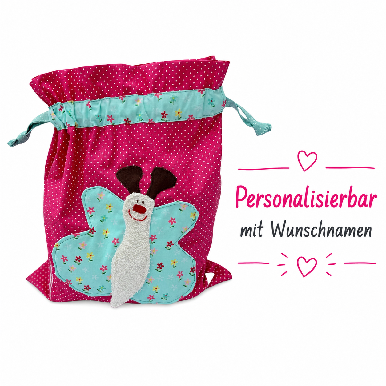 Nasstasche Schmetterling | Wetbag pink für Kita & Schwimmen | Geschenkideen erster Geburtstag