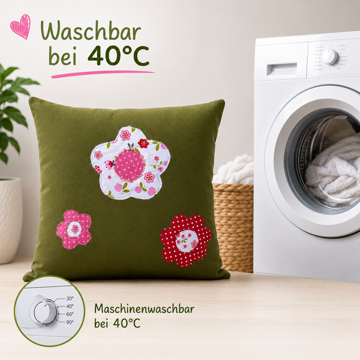 Reisekissen Blumenwiese für Kinder – Kuschelkissen 30x30 cm