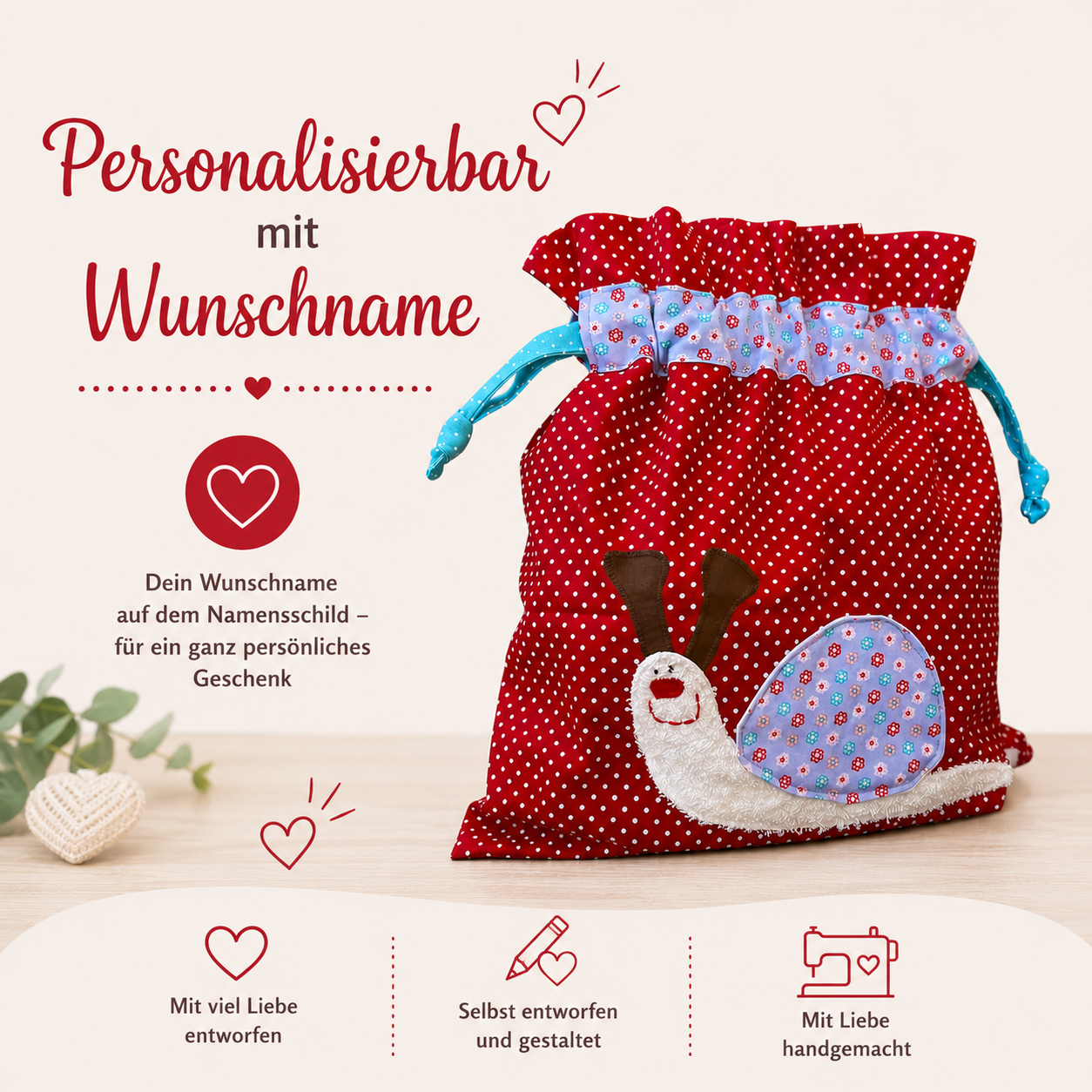 Wetbag Schnecke | Handgefertigte Nasstasche für Kita & Schwimmen