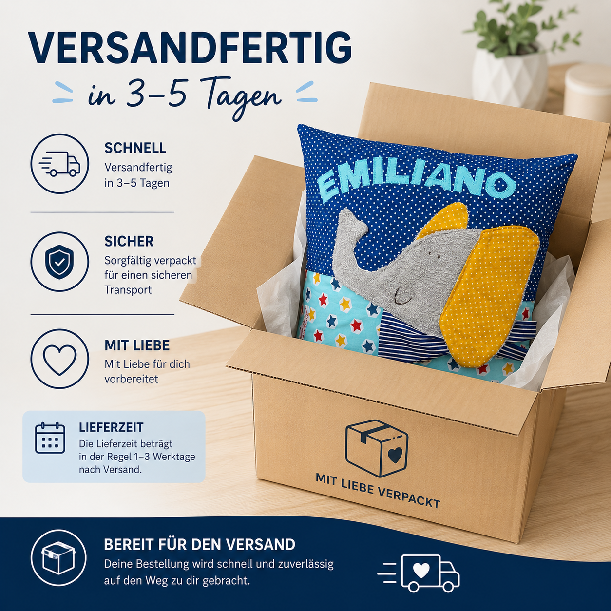 Kissen Elefant türkis