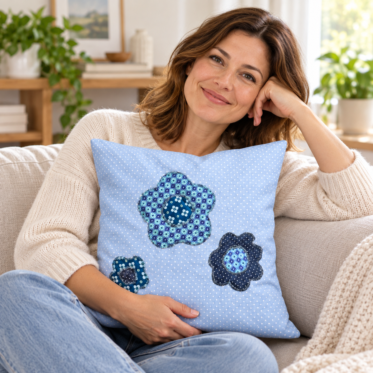 Blumenkissen 30 × 30 cm – Geburtstagsgeschenk für Freundin