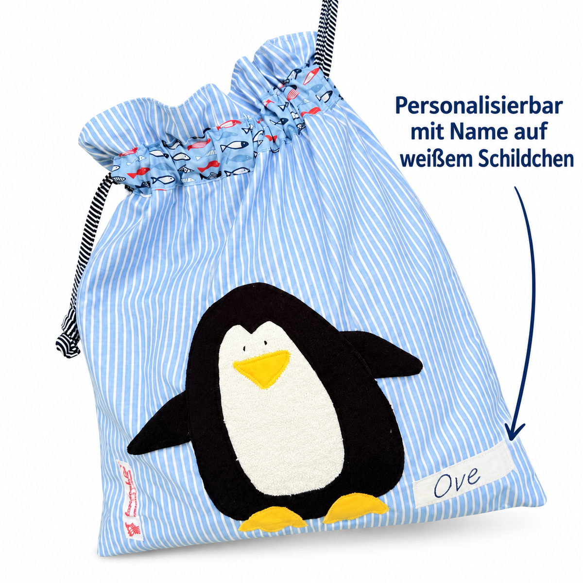 Personalisierte Nasstasche für Jungen – Pinguin