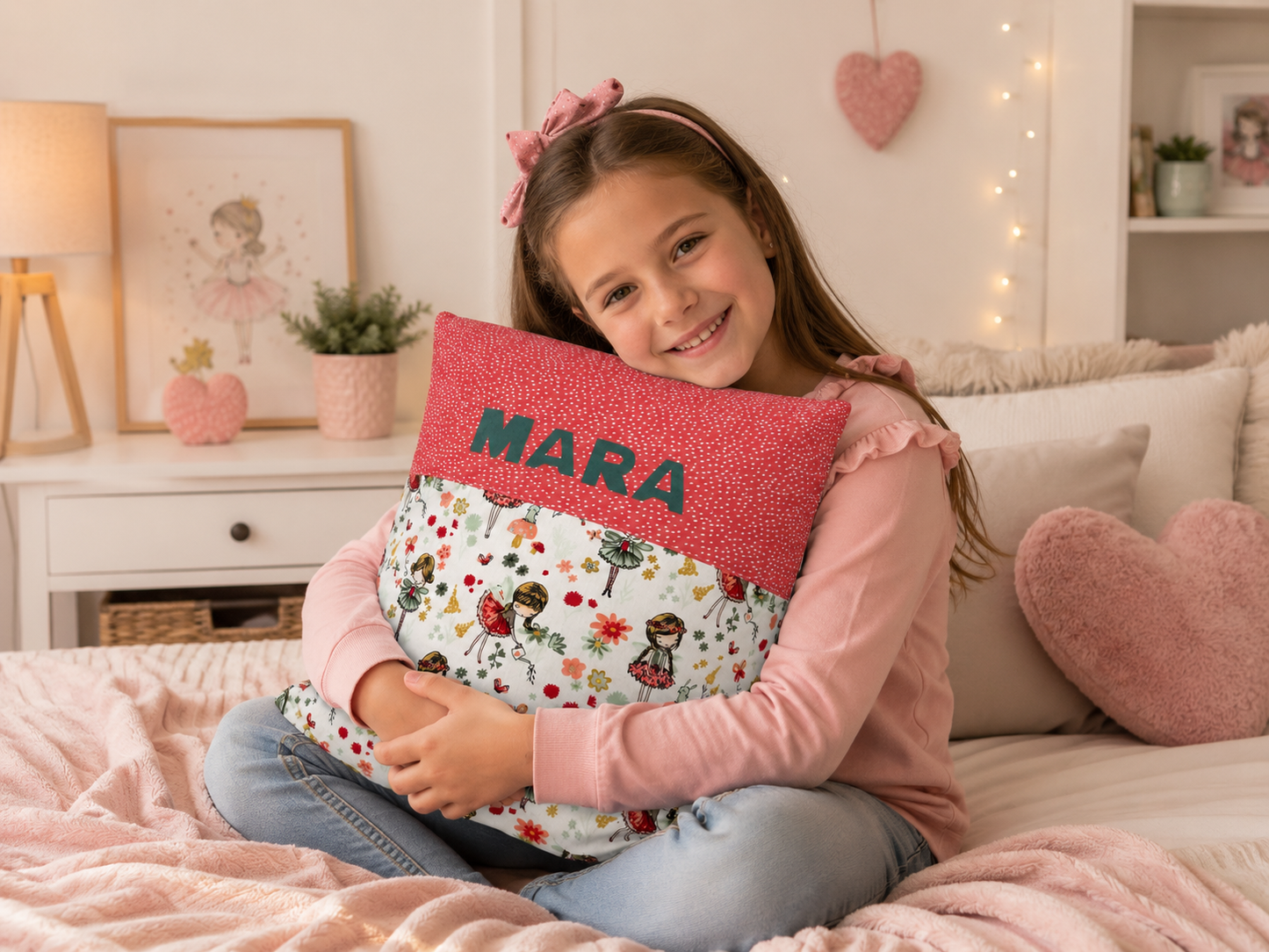 Kissen mit Namen Elfen & Feen | Personalisiertes Kinderkissen 40x40 cm | Geschenk für Mädchen