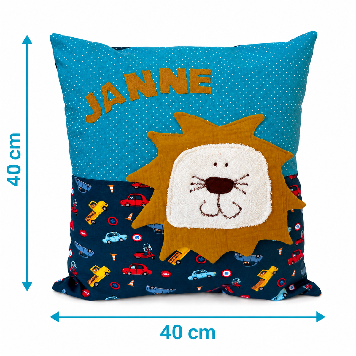 Personalisiertes Kinderkissen Löwe mit Namen – 40 × 40 cm